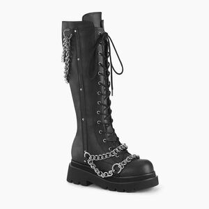 Black Chain-Embellished Women's Boots